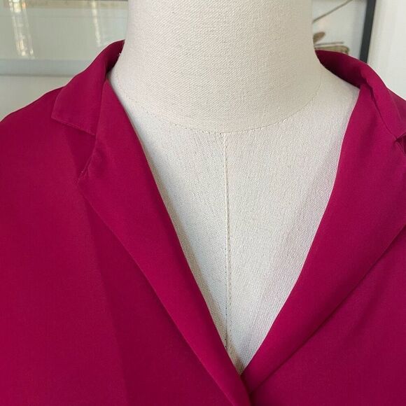 Vintage Elite Cranberry Polyester Voile Blouse Back Pleated L - Picture 4 of 9